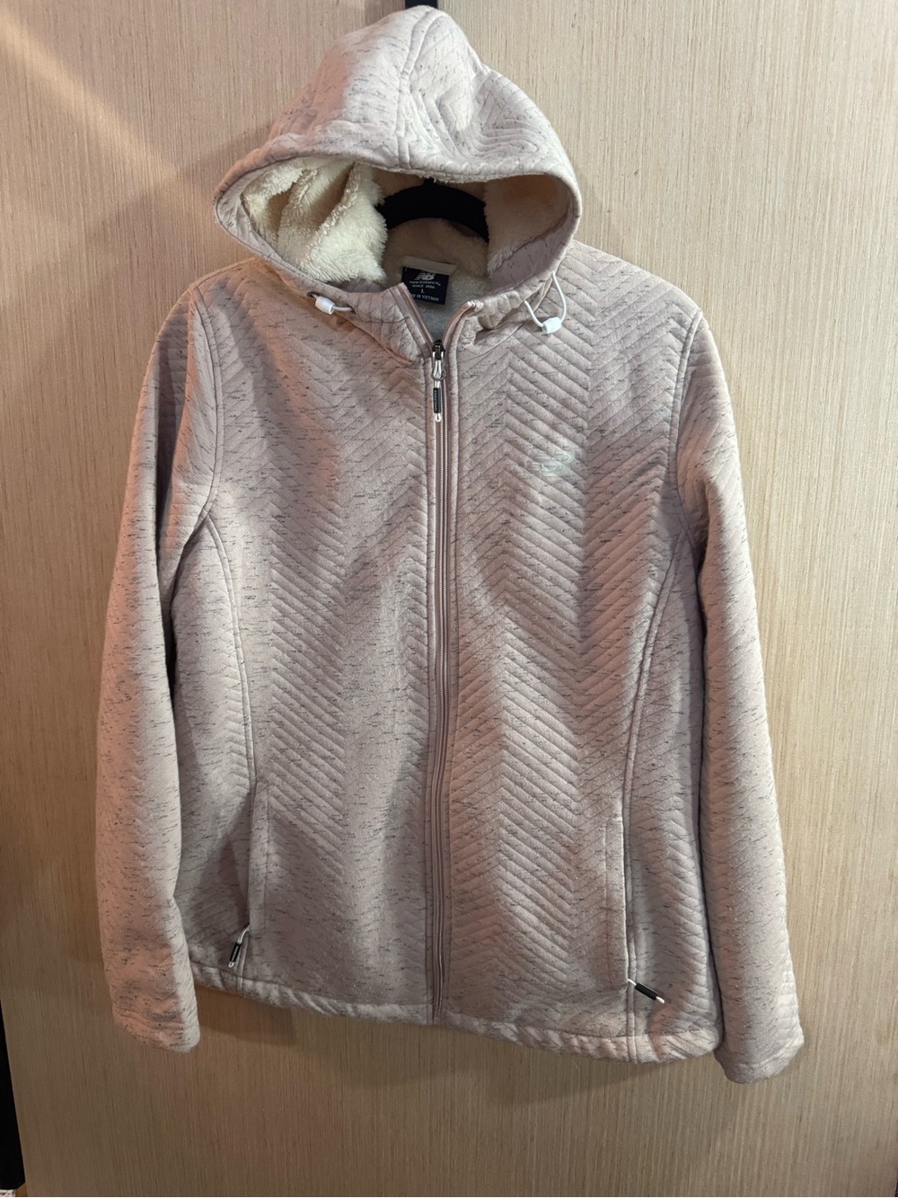 Women’s New Balance Light Pink Cozy Fur Lined Hooded Zip Jacket Size Large